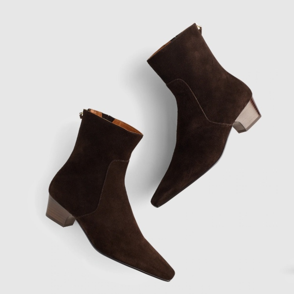 Madewell The Lexie Ankle Boot Dark Carob Suede Ankle Booties Women’s Size 9 1/2 - Picture 4 of 9